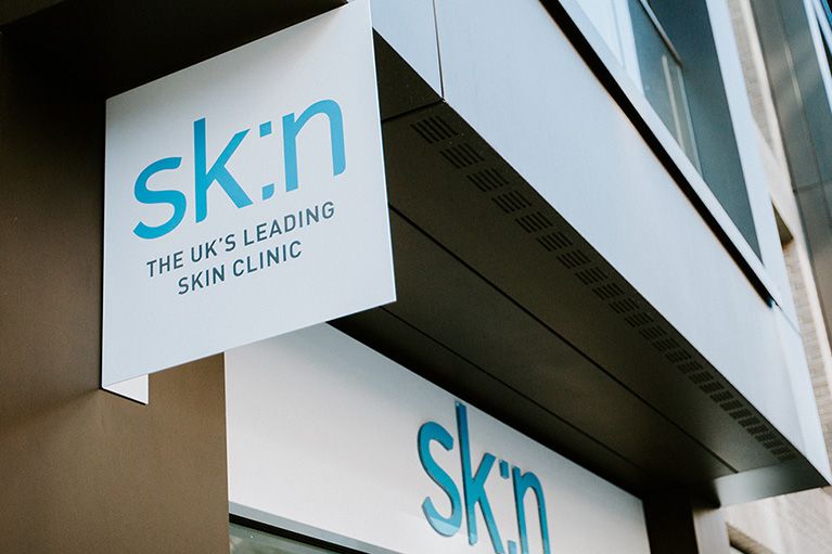 Shop sign showing the logo and signage for the skin clinic